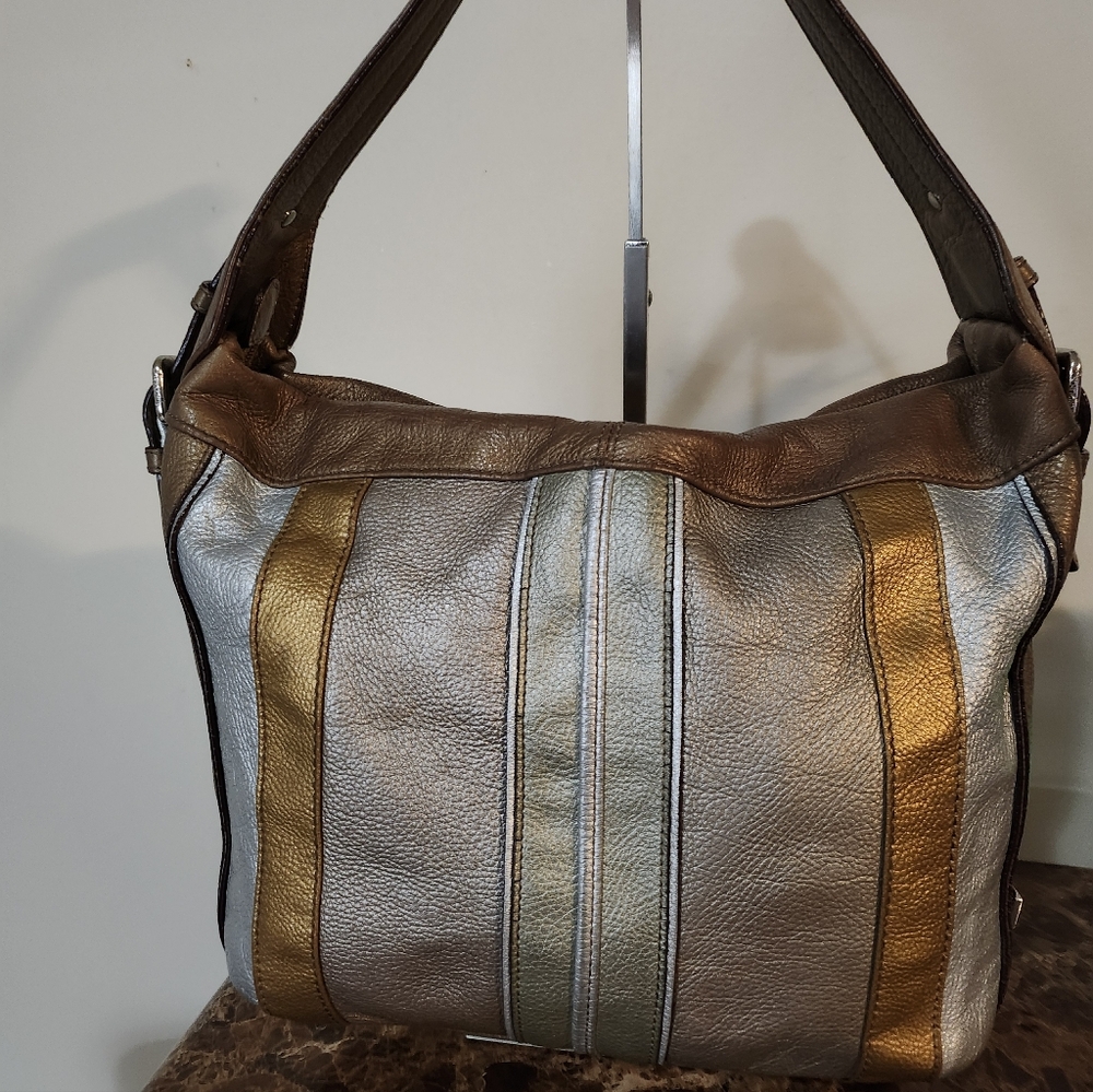 Tignanello Silver and Gold Shoulder Bag